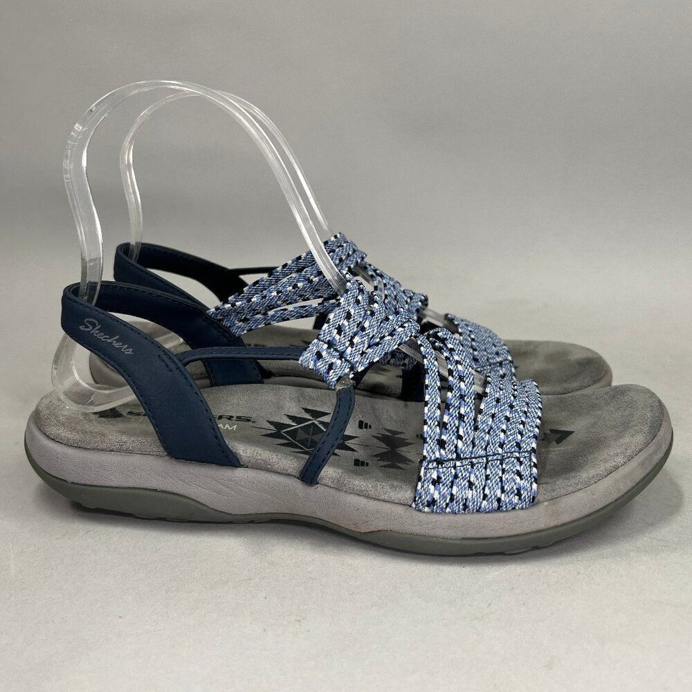Skechers Reggae Slim Sandals Women's 8 Blue Grey Athletic Summer Beach Hiking